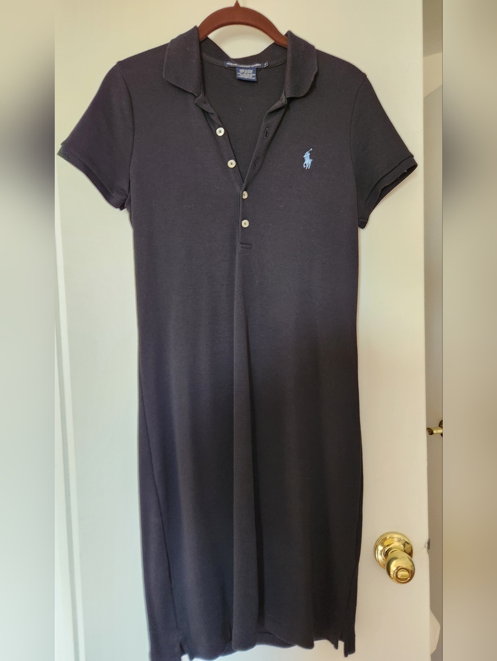Ralph Lauren Black Polo Midi Dress with Blue Pony